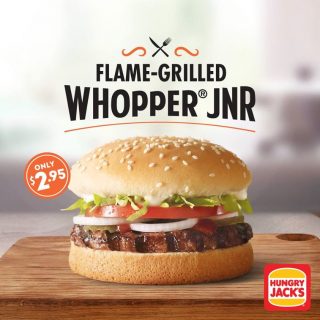 DEAL: Hungry Jack's Whopper Jr or Chicken Royale Burger $2.95 6