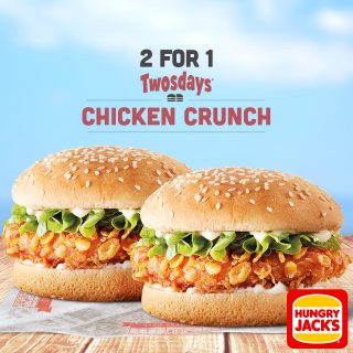 DEAL: 2 for 1 Chicken Crunch Burgers at Hungry Jack's on Tuesdays (September Twosdays) 4