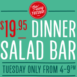 DEAL: Sizzler - $19.95 Dinner Salad Bar on Tuesdays 6