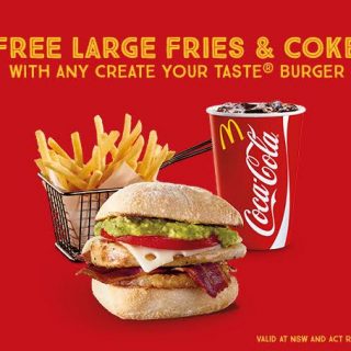 DEAL: McDonald's - Free Large Fries & Coke with Create your Taste burger purchase (NSW/ACT) 5