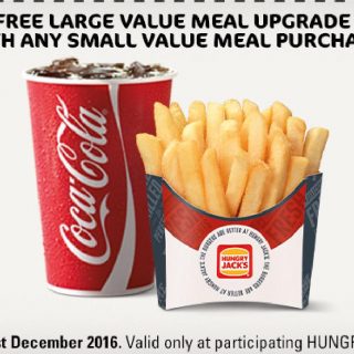 DEAL: Hungry Jack's Free Large Meal Upgrade Voucher (valid until 31 December 2016) 10