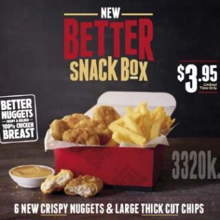 DEAL: Hungry Jack's $4.95 6 Nuggets & Chips Snack Box 8 DEAL: Hungry Jack's $4.95 6 Nuggets & Chips Snack Box 8