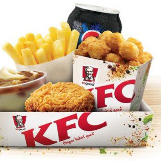 DEAL: KFC $4.95 Lunch Box with KFC App (Popcorn Chicken, Wicked Wing, Chips, Potato & Gravy, Dinner Roll) 4