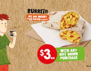 DEAL: 7-Eleven - $3 Brekky Burrito / $4 Egg & Bacon Sandwich (with any hot drink purchase) 3