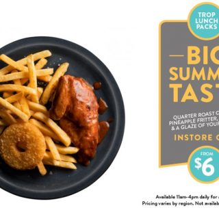 DEAL: Red Rooster - $6 Trop Lunch Pack (Quarter Glazed Roast Chicken, Chips & Pineapple Fritter) 4