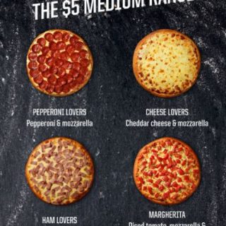 DEAL: Pizza Hut $5 Medium Pizzas (Pepperoni, Cheese, Ham, Margherita, BBQ Beef) 1