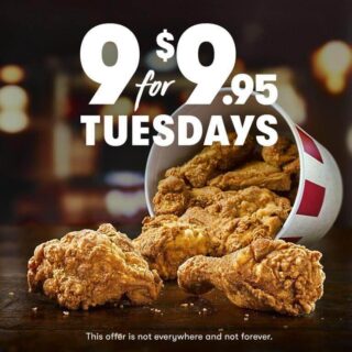 DEAL: KFC - 9 pieces for $9.95 Tuesday is back (starts 11 June 2019) 2