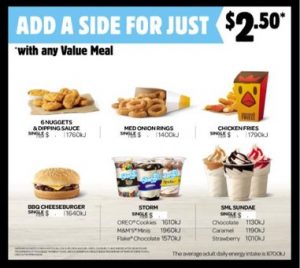 DEAL: Hungry Jack's $2.50 Sides with Value Meal (Chicken Fries, 6 Nuggets, Storm, Sundae, Onion Rings, BBQ Cheeseburger) 3