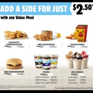 DEAL: Hungry Jack's $2.50 Sides with Value Meal (Chicken Fries, 6 Nuggets, Storm, Sundae, Onion Rings, BBQ Cheeseburger) 7