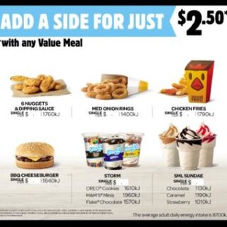 DEAL: Hungry Jack's $2.50 Sides with Value Meal (Chicken Fries, 6 Nuggets, Storm, Sundae, Onion Rings, BBQ Cheeseburger) 7 DEAL: Hungry Jack's $2.50 Sides with Value Meal (Chicken Fries, 6 Nuggets, Storm, Sundae, Onion Rings, BBQ Cheeseburger) 7