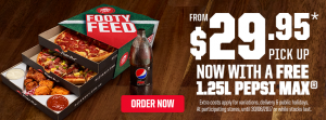 DEAL: Pizza Hut - Free 1.25L Drink with $29.95 Footy Feed until 30 June 2017 1