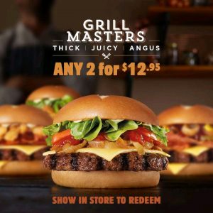 DEAL: Hungry Jack's 2 for $12.95 Grill Masters 3