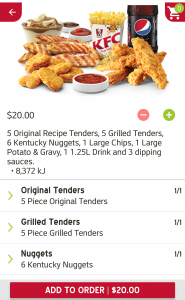 DEAL: KFC $20 Chicken Feast via App (10 Tenders, 6 Nuggets, Large Chips, Potato & Gravy, Drink) 3