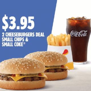 DEAL: Hungry Jack's $3.95 - 2 Cheeseburgers, Small Fries & Small Coke (QLD/WA/SA)  1