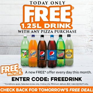 DEAL: Domino's Free 1.25L Drink with any pizza purchase (September 30) 1