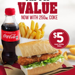 DEAL: Red Rooster - $5 Half Rippa Roll, Small Chips & 250ml Coke 3
