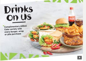 DEAL: Nando's Peri-Perks - Free 600ml Coke Variety with Burger, Wrap or Pita purchase 6