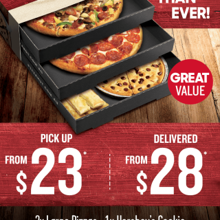 DEAL: Pizza Hut $23 Family Treat Box (2 Large Pizzas, Hershey's Cookie & 10 Cheesy Bread Sticks) 5