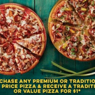 DEAL: Domino's - Buy One Traditional/Premium Pizza, Get One Traditional/Value Pizza for $1 (4 June 2020) 1