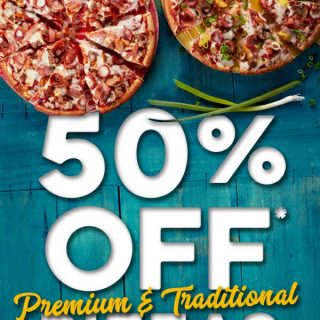 DEAL: Domino's - 50% off Large Traditional/Premium Pizzas Delivered at Selected Stores (from 5pm 9 April 2020) 1