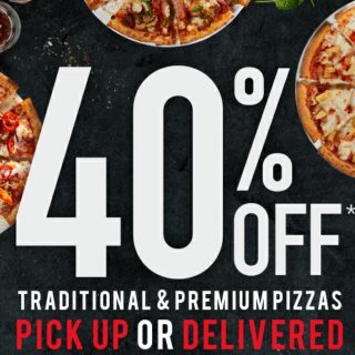 DEAL: Domino's 40% off Traditional/Premium Pizzas Delivered (24 April) 4 DEAL: Domino's 40% off Traditional/Premium Pizzas Delivered (24 April) 4