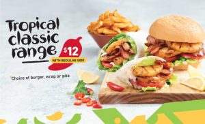 DEAL: Nando's - $12 Tropical Classic Burger, Wrap or Pita & Regular Side 6