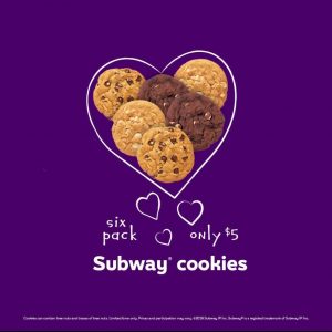 DEAL: Subway - Buy One Get One Free 6 Pack Cookies via Menulog (until 26 February 2023) 6