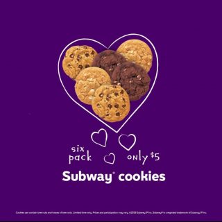 DEAL: Subway - 6 Cookies for $5 9 DEAL: Subway - 6 Cookies for $5 9