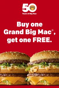 DEAL: McDonald’s Buy One Get One Free Grand Big Mac using mymacca's app 3