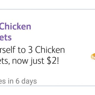DEAL: McDonald’s - 3 Nuggets for $2 using mymacca's app (until March 20) 1
