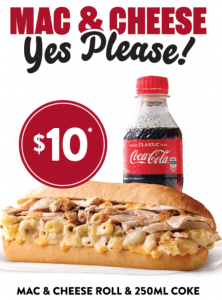 DEAL: Red Rooster - $10 Mac & Cheese Roll and 250ml Coke 3