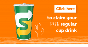 DEAL: Subway - Free Regular Cup Drink with Steak Sheriff or Chicken Bandit Sub (Eat Fresh Club) 1 DEAL: Subway - Free Regular Cup Drink with Steak Sheriff or Chicken Bandit Sub (Eat Fresh Club) 1
