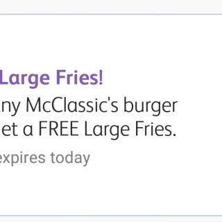 DEAL: McDonald’s - Free Large Fries when you buy a McClassics Burger using mymacca's app (until 22 July 2019) 2