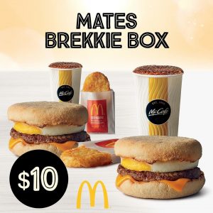 DEAL: McDonald’s $10 Mates Brekkie Box - 2 McMuffins, 2 Hash Browns & 2 Tall Coffees (selected stores) 3