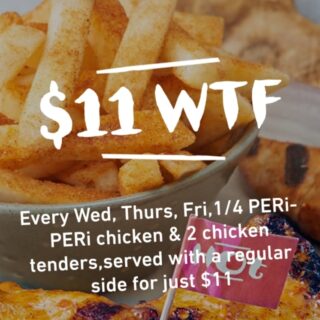DEAL: Nando's $11 WTF Deal - 1/4 Chicken, 2 Tenders & Side on Wed/Thu/Fri 5 DEAL: Nando's $11 WTF Deal - 1/4 Chicken, 2 Tenders & Side on Wed/Thu/Fri 5