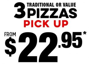 DEAL: Domino's - 3 Traditional/Value Pizzas $22.95 Pickup (until 18 August) 3