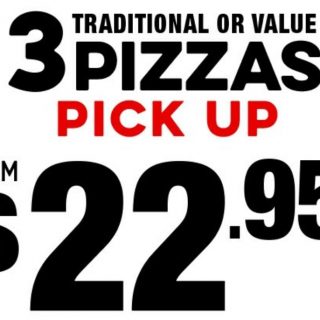 DEAL: Domino's - 3 Traditional/Value Pizzas $22.95 Pickup (until 18 August) 3