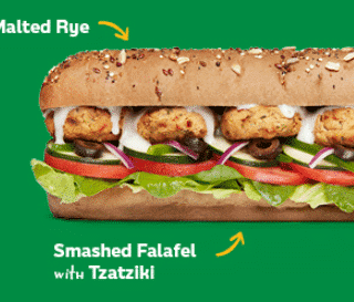NEWS: Subway Smashed Falafel with Tzatziki Sub (participating stores) 10 NEWS: Subway Smashed Falafel with Tzatziki Sub (participating stores) 10