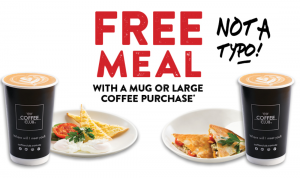 DEAL: The Coffee Club - Free Eggs, Tomato & Toast or Free Half Chicken Flat Grill with Large Coffee Purchase 3