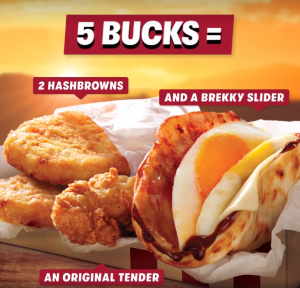 DEAL: KFC $5 Morning Fill Up (Brekky Slider, 2 Hash Browns, Original Tender) 3