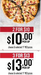 DEAL: Pizza Hut - 2 for $10 or 3 for $13 Medium 9" Pizzas 3