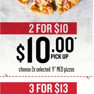 DEAL: Pizza Hut - 2 for $10 or 3 for $13 Medium 9 DEAL: Pizza Hut - 2 for $10 or 3 for $13 Medium 9