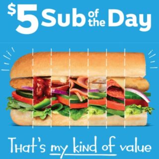 DEAL: Subway $5 6 DEAL: Subway $5 6