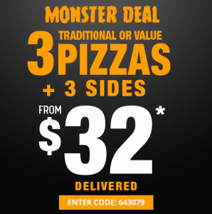 DEAL: Domino's - 3 Pizzas & 3 Sides $32 Delivered 3