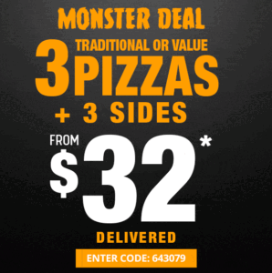 DEAL: Domino's - 3 Pizzas & 3 Sides $32 Delivered 13 DEAL: Domino's - 3 Pizzas & 3 Sides $32 Delivered 1