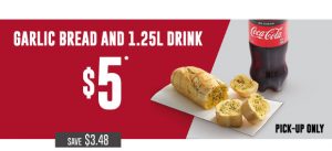 DEAL: Red Rooster - Garlic Bread & 1.25L Drink for $5 3