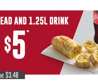 DEAL: Red Rooster - Garlic Bread & 1.25L Drink for $5 1