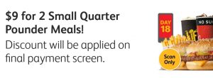 DEAL: McDonald’s - 2 Small Quarter Pounder Meals for $9 on mymacca's app (18 November) 3