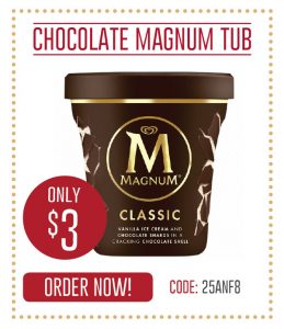 DEAL: Red Rooster - $3 Chocolate Magnum Tub through Delivery (7 December - 25 Days of Christmas) 3