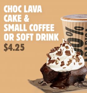 DEAL: Hungry Jack's App - $4.25 Choc Lava Cake & Small Coffee or Soft Drink 3